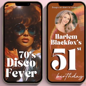 Disco Party Editable Invite Template for a 70s Disco Theme Birthday