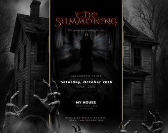 Scary Animated Halloween Invitation: Editable Horror Party Phone Invite (MP4 Canva Template)