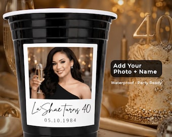 40. Geburtstagsfototassen Personalisierte kundenspezifische Geburtstagsparty-Tassen Massen-Trinkgefäß-Geburtstagstassen Personalisierte Party Favors Benutzerdefinierte Bildtassen