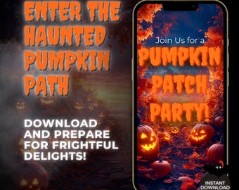 Animated Halloween Pumpkin Patch Party Invite: Editable Canva Template (Digital Video Invitation)