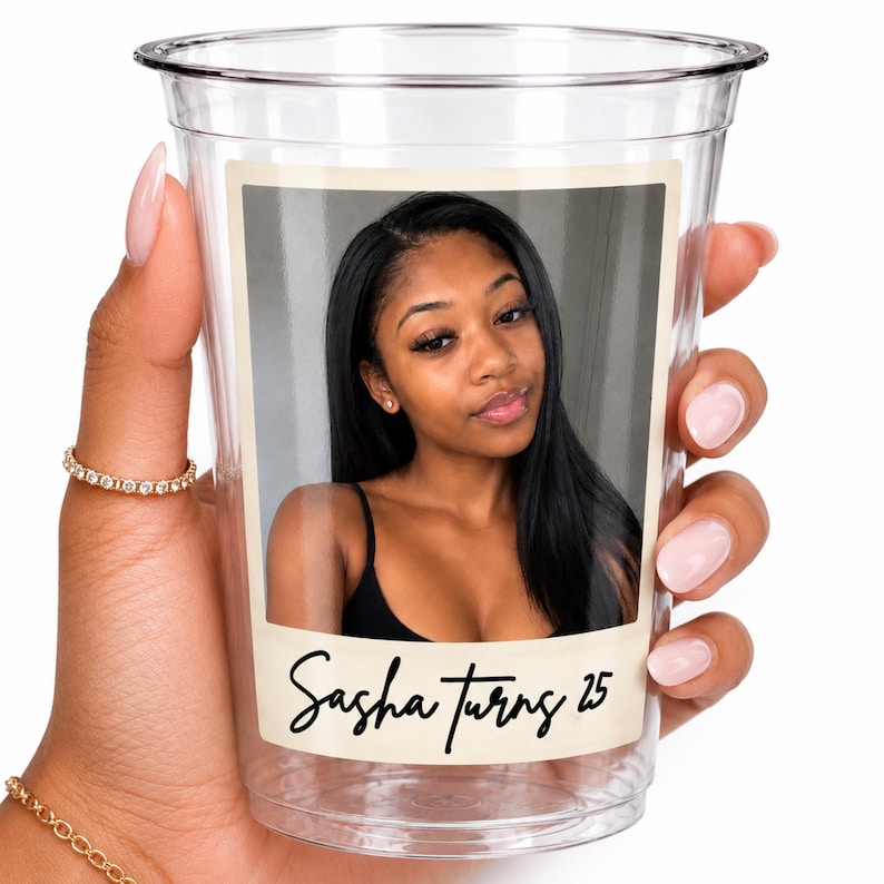 Custom first birthday cups bulk personalized baby photo cups, disposable plastic party cups for toddler birthday favors, “look who’s turning one” custom cups, bulk birthday party cups for kids, personalized drinkware for baby celebration