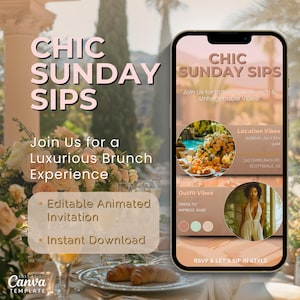 Invito al brunch modificabile per le donne / Invito digitale personalizzabile per il brunch della domenica, la festa Mimosa o l'evento per le donne / Scaricato immediatamente