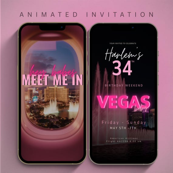 Las Vegas Birthday Weekend Itinerary Animated Video Invitation Template, Girls Trip Vegas Canva Editable Phone Invite Digital Download