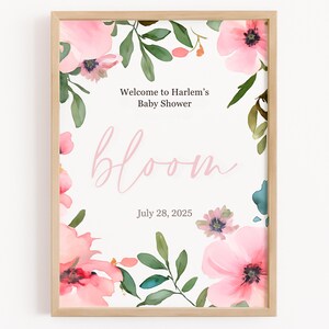 Baby in Bloom Babyshower Welcome Sign: Floral Template (Digital Download)