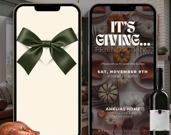 Friendsgiving Parti Animated Invitation Template | Editable Downloadable Thanksgiving Potluck Invite | Fall Pumpkin Gathering Dinner Video