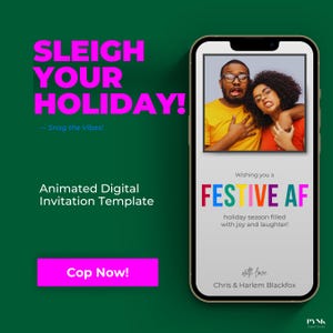 Cartões de Natal Personalizáveis | Animação de Cartão de Natal Festivo | Cartão de Natal para Download | Modelos de Natal FamilyPhoto Canva