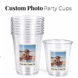 Personalized birthday cups bulk for kids party, custom pink plastic cups with photo and name, toddler birthday party cups disposable favors, bulk custom party cups for baby and kids birthdays, custom drinkware set for events, themed birthday cups bulk order, personalized party cups aesthetic setup