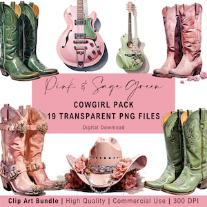 Blozen roze trendy westerse Cowgirl clipart commercieel gebruik bundel-19 transparante downloadbare PNG-bestanden