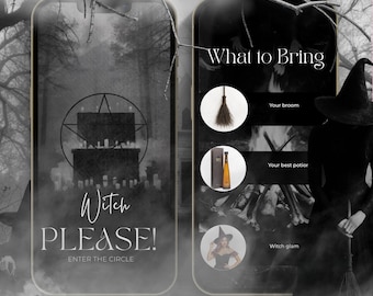 Witch Please Animated Halloween Invitation Template: Editable Canva MP4 Phone Invite
