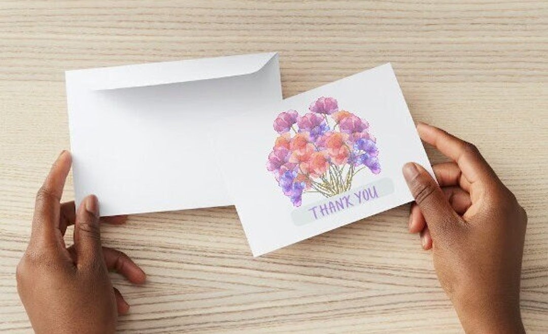 Thank You Printable Cards Set of 4 / Floral Design / Instant Download ...