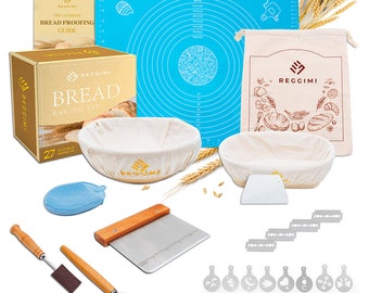 Banneton Bread Proofing Basket Kit: 27-Piece Sourdough Proofing Basket Set, Sourdough Baking Kit, Artisan Bread Tools, Ratan Baskets Gift