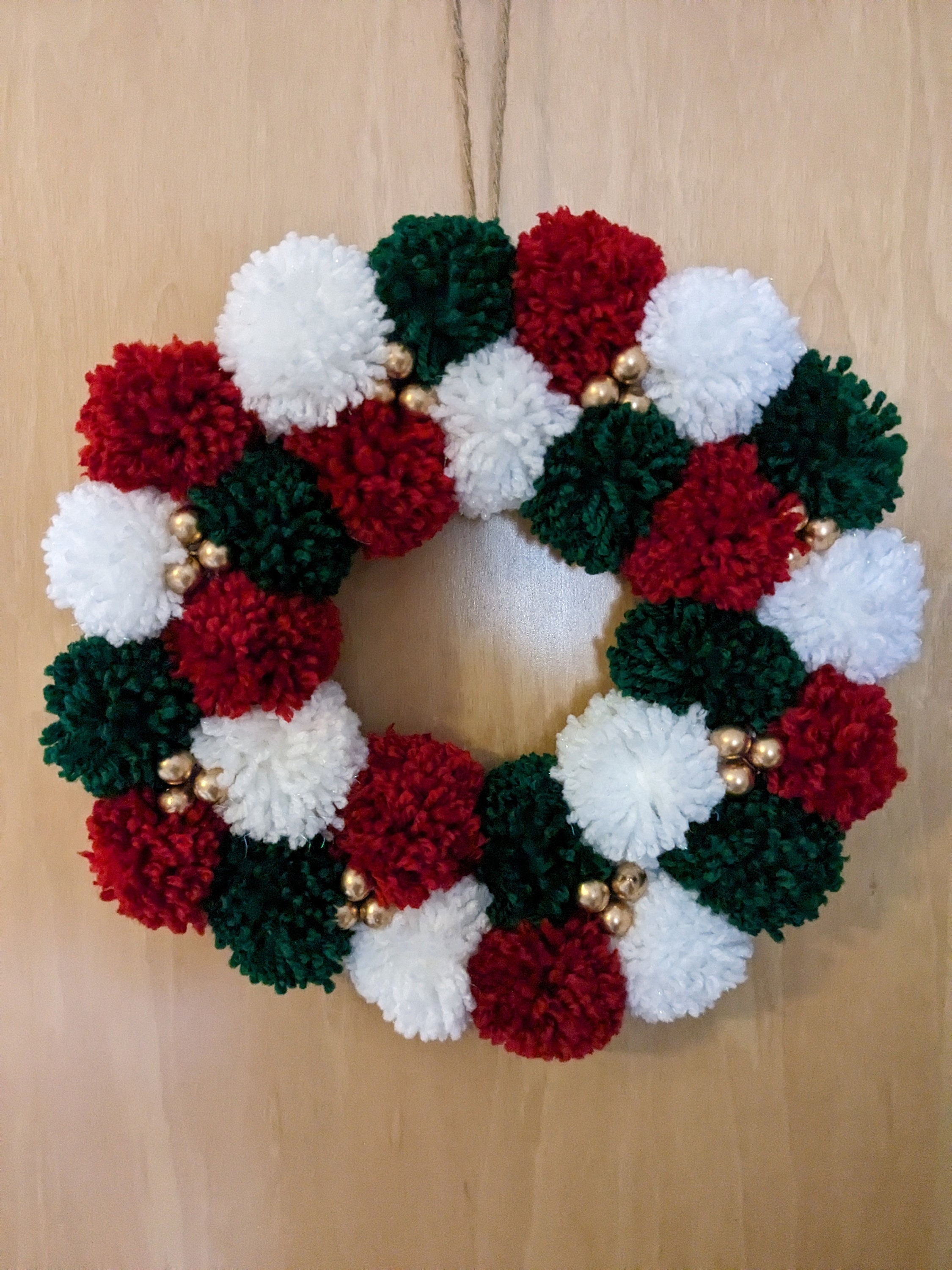 Red Green and White Pom Pom Pick Red and White Christmas Tree