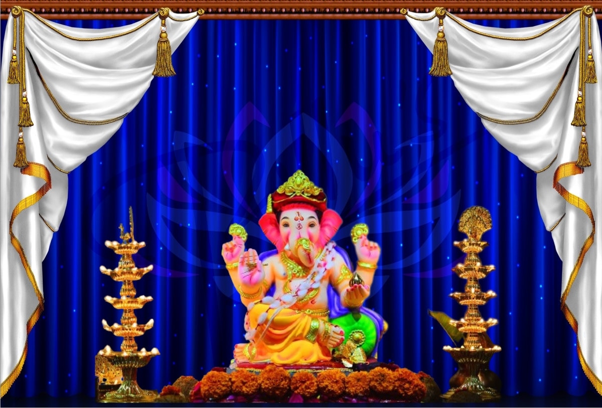 Ganpati Decoration With Curtains