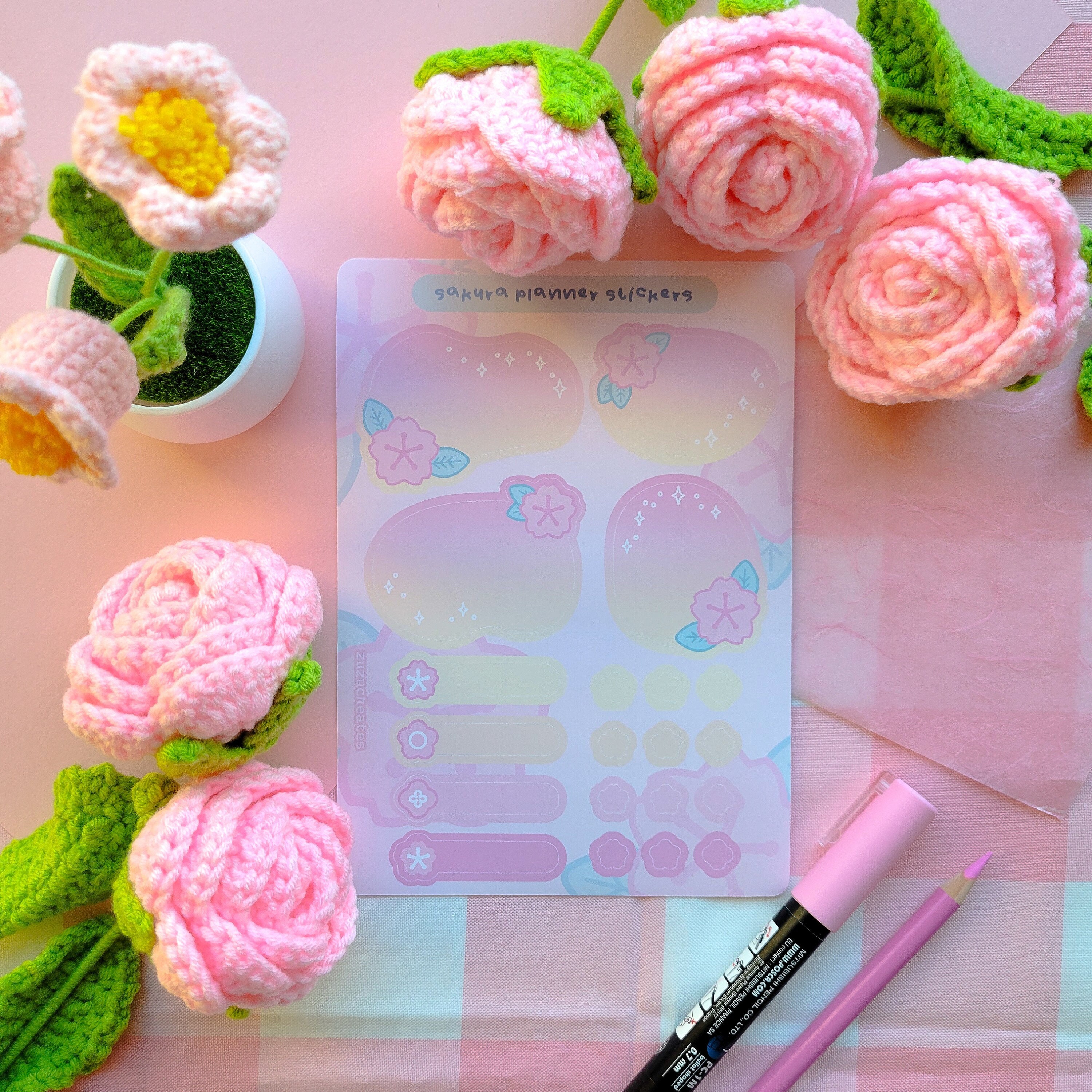 Sakura Flower Planner & Journal Sticker Sheet, Cute Cherry Blossom, Plum Blossom Pink Aesthetic Decals
