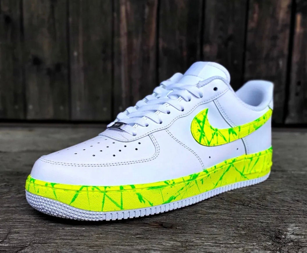 Nike Air Force 1 Custom Explosive Neon Splatter Graffiti White Shoes Men  Women