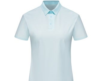 Camiseta con cuello tipo polo con botones lisos en la parte delantera, top informal de manga corta para primavera y verano, ropa de mujer