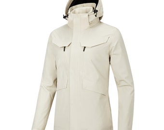 Veste à capuche 3-en-1 imperméable coupe-vent pour femme avec doublure molleton amovible pour la randonnée, le Trekking et les aventures