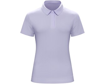 Polo de talla grande a la moda: camiseta con cuello tipo polo en la parte delantera con botones sólidos, top informal de manga corta para mujer, colección de primavera y verano SS27-101B