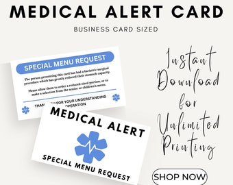 Bariatric Surgery Menu Request Card - Gastric Sleeve Bypass Band Dietary Needs - Post-Surgery Dining Assistance Medical Information DOWNLOAD