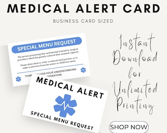Bariatric Surgery Menu Request Card – Gastric Sleeve, Bypass (Digital Download)