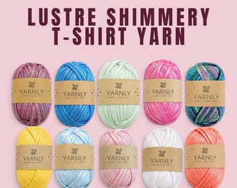 Yarnly Lustre T-Shirt Yarn for Crochet Bags (100g Ball) - shimmery, glittery, metallic for summer