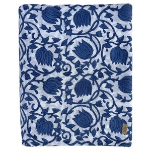 White Cotton Fabric with Blue Floral  | Soft Cotton Material for Sewing, Crafting, Dressmaking, Home Decor