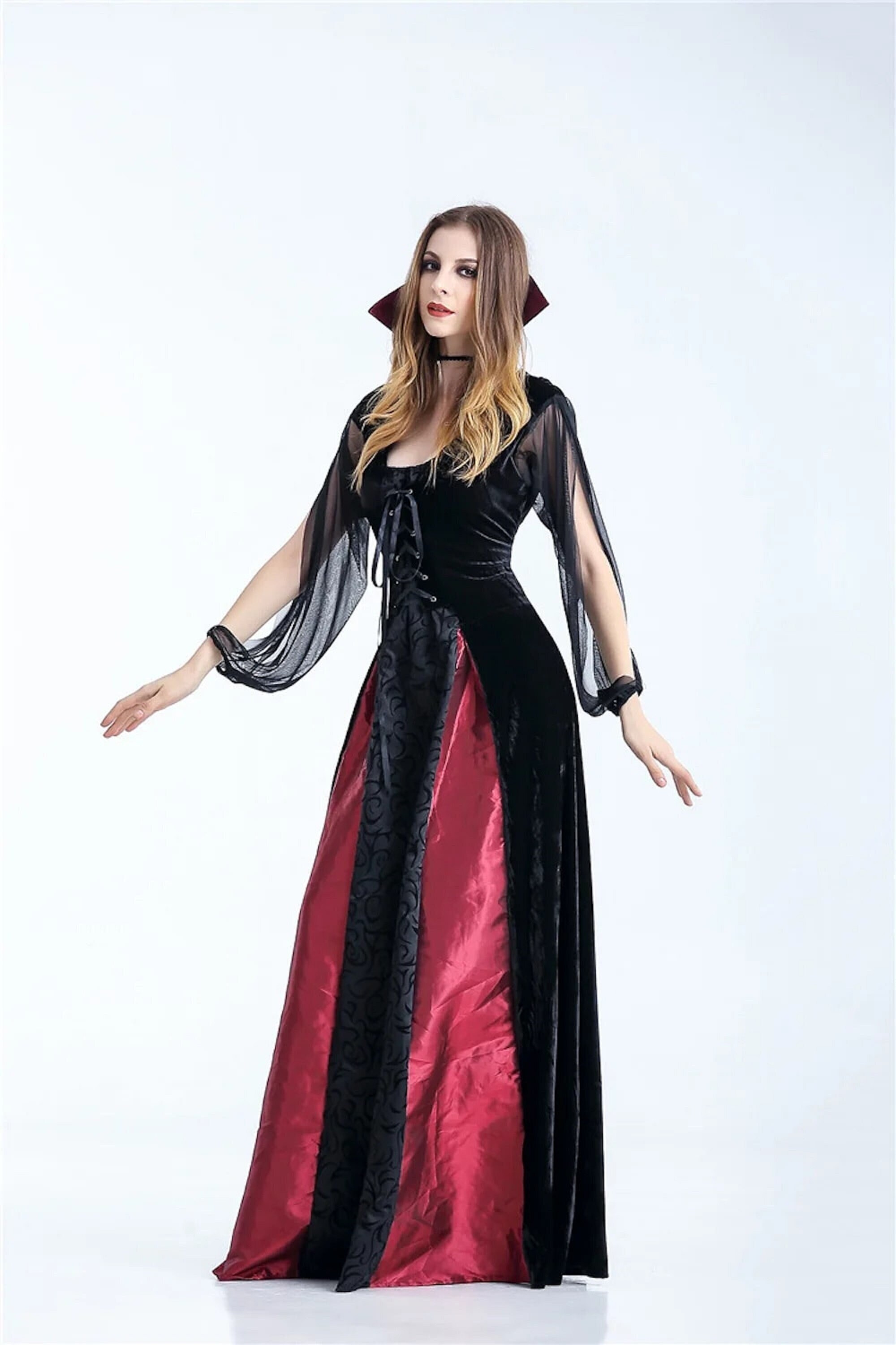  Alidamo Halloween Vampire Dress for Women Bat Sleeve Swing  Party Costumes Evil Masquerade Black L : Clothing, Shoes & Jewelry