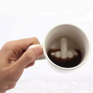 Sarcastic Middle Finger Coffee Mug - Funny Rude Humor Cup - Unique Gift Idea