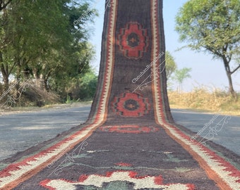 Handmade Wool Rug, Navajo Kilim Rug, Aztec Rug, Accent Rug, Outdoor Rug, Bedroom Rug ,Runner Rug, Kilim Runner ,Wool Jute Kilim Runner