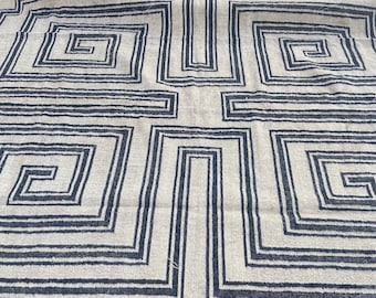Handwoven Wool Jute Kilim Rug: Traditional Indian Rug