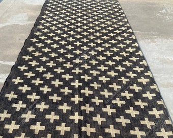 Alfombra de corredor multicolor kilim de yute de lana, corredor de cabecera, boho de escalera personalizado, piso de estar de cocina de pasillo, regalos de habitación vintage, corredor oriental.