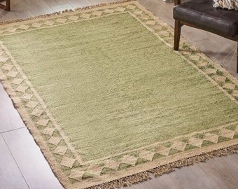 Handwoven Wool Jute Kilim Rug: Indoor/Outdoor Home Decor