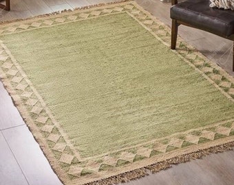 Tapis fait main en laine et jute