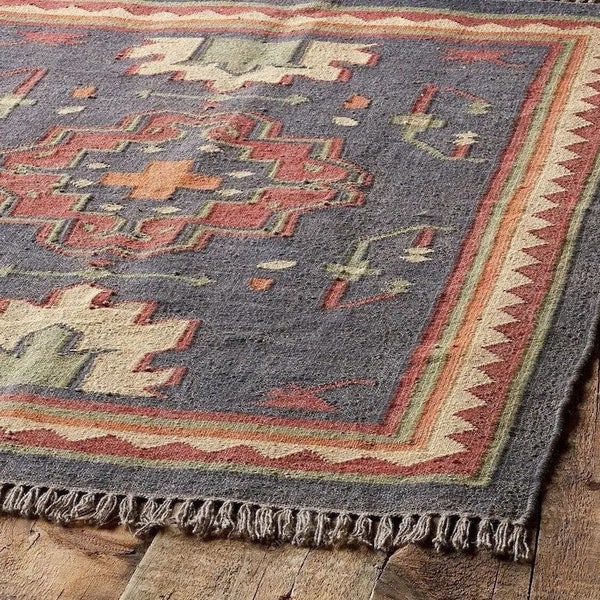 Handmade Wool Jute Kilim Rug,Wool Jute Kilim Rug,Wool and Jute Rug Handmade, Kilim Dhurrie Rug,Handmade Navajo Kilim Rug, Aztec Rug,