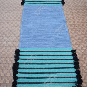 Estera de yoga de algodón orgánico con infusión de hierbas naturales hecha a mano para meditación, pilates, fitness, oración/tejida a mano, parte trasera antideslizante/no sintética