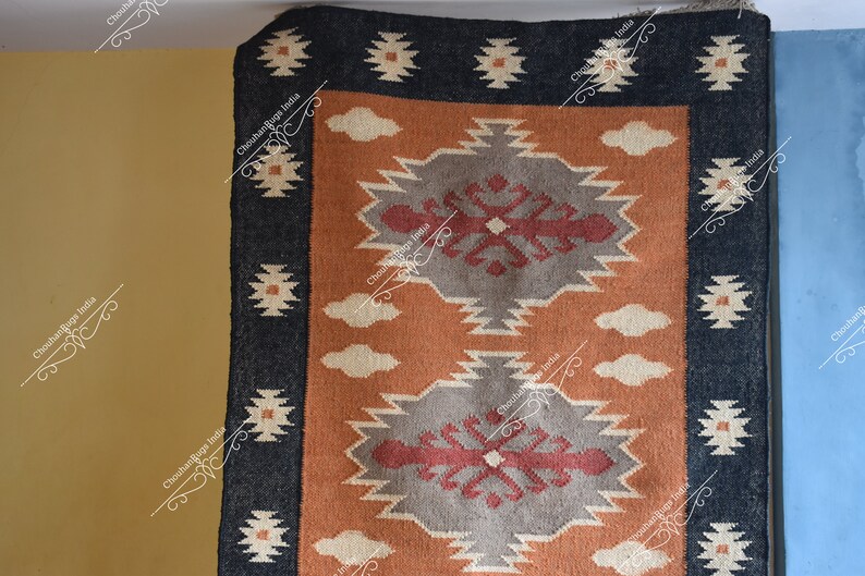 8x10, 9x12 Ft Wool Jute Kilim Rug, Handwoven, Wool and Jute Rug