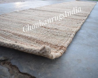 Handwoven Jute Runner Rug: Natural Hallway Stair Rug