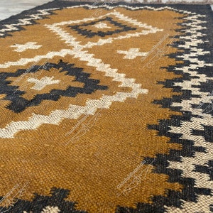 Handwoven Wool Jute Kilim Rug, Wool Jute Rug, Kilim Jute Rug, Flatweave Rug, Bohemian Rug, Indian Dhurrie Rug, Navajo Kilim Rug, Custom Rug