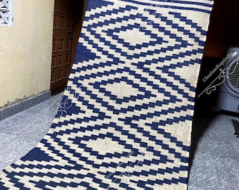 Handwoven Kilim Stair Runner Rug: Wool & Jute Bohemian Decor