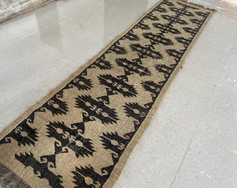 Handmade Kilim Stair Runner: Boho Woven Jute & Wool Carpet