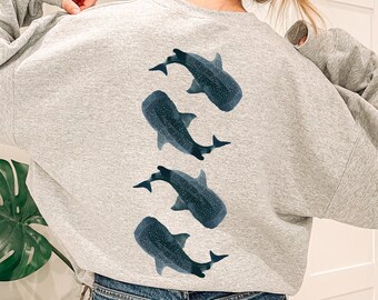 Suéter de tiburón ballena Sudadera de animales oceánicos Proteger nuestros océanos Estilo inspirado en el océano Guardar la sudadera playera del océano Tiburones ballena