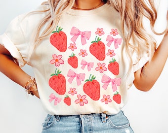 Coqueta Camisa de fresa Ropa de fresa Top de fresa Camiseta de fresa Camiseta de jardín Camisa de frutas de verano Camiseta de bayas Cottagecore