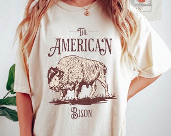 La camisa de bisonte americano Camiseta de bisonte Camisa de búfalo Camisa de Wyoming Camisa de niña de granola Camisa del Parque Nacional