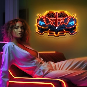 Supercar Neon LED Acrylic Light Sign: Car Wall Art | Automotive Gift for Guys, Man Cave, Home, Gaming or Living Room, Garage Decor, Bedroom