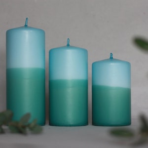 Hellmut block candle | light blue_forest green | pillar candle