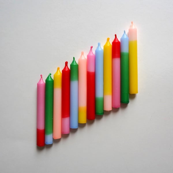 Fan block | colorful birthday candles | Dip Dye | Small candles | Children's birthday