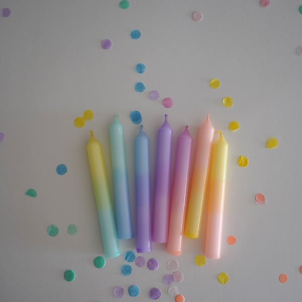 Fête des Lumières | Lot de 6, lot de 10 bougies d'anniversaire | Pastels | Teinture par trempage | Petites bougies | Anniversaire des enfants