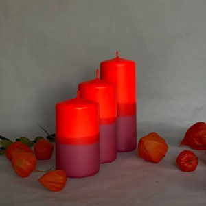 Cozy Block Candle | asterrot_neonorange | Pillar candle neon