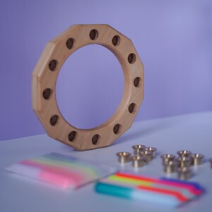 Birthday ring set complete with brass inlays, candles and solid beech wood ring | Square | Small party | Children's birthday image 6