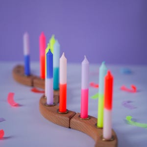 Minidisko | Geburtstagskerzen | Neon | Dip Dye | kleine Kerzen für den Geburtstagszug oder Geburtstagsring | Kindergeburtstag | Kleine Fete